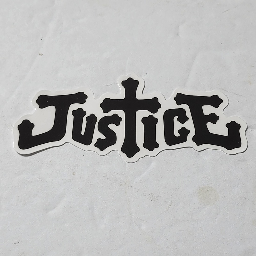 Justice French Electronic Music Band Name Vinyl Sticker New 3 5/8"